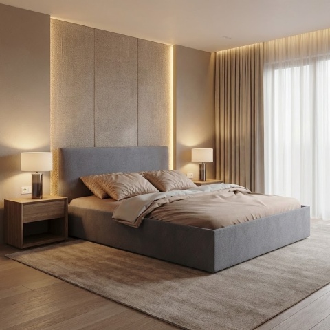 Łóżko Lindt 160x200, tkanina Quelle, stelaż metalowy