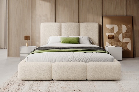 łóżko tapicerowane z pojemnikiem na pościel 140x200 Linda